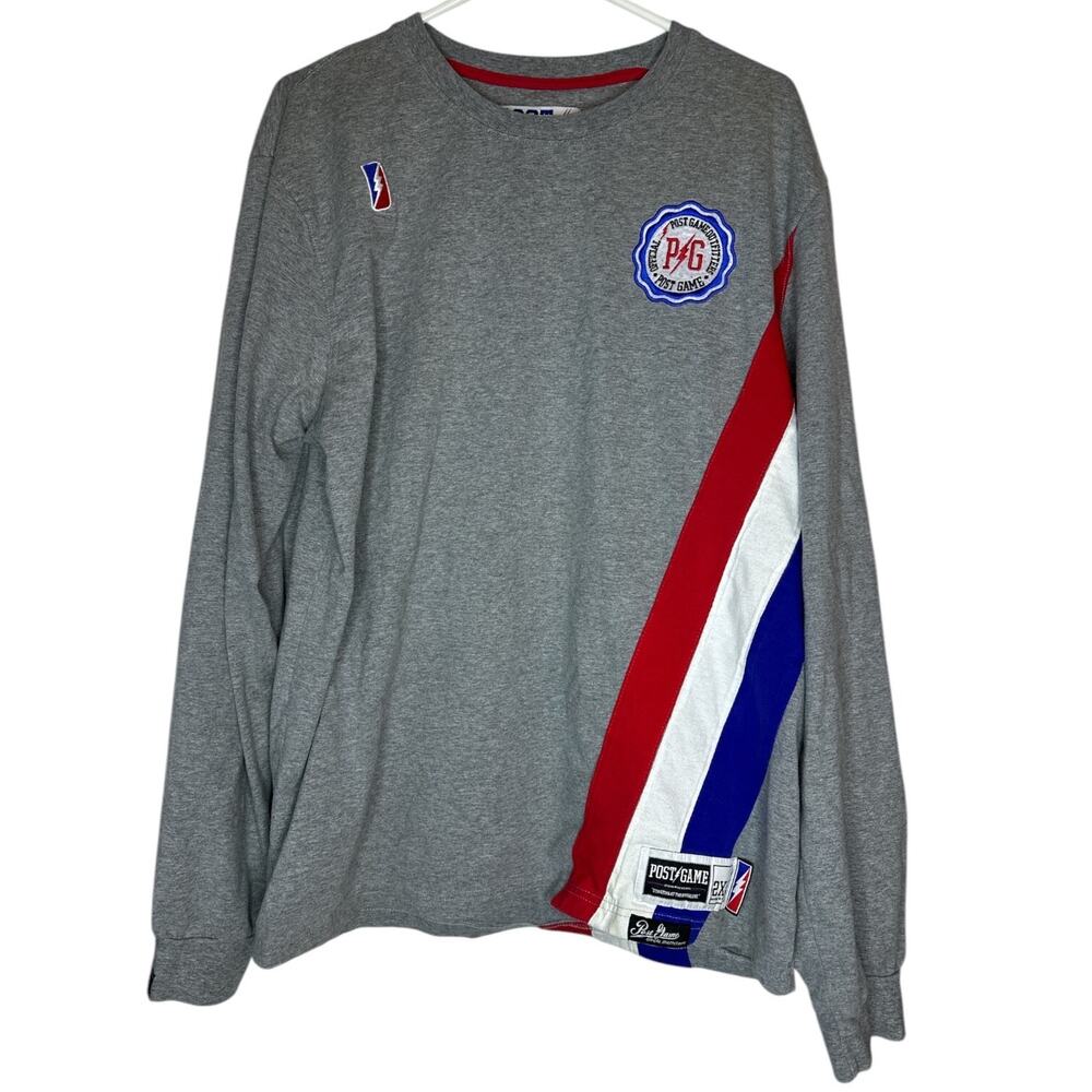 VTG Post Game Pullover Shirt‎ Sz 2XL Gray Long Sleeve Sports Soft Stretchy